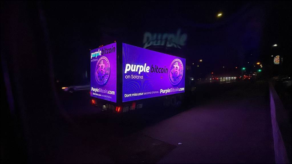 Purple Bitcoin Mobile Billboard Truck